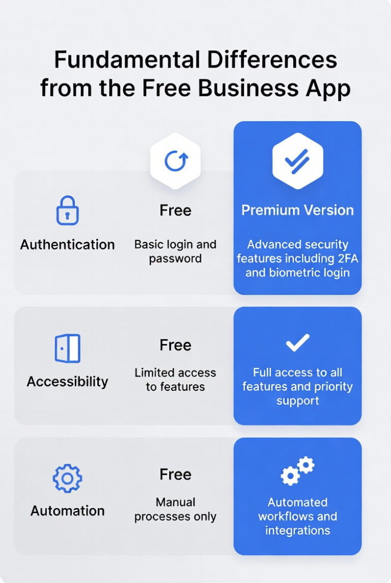Fundamental Difference from the Free Business App
